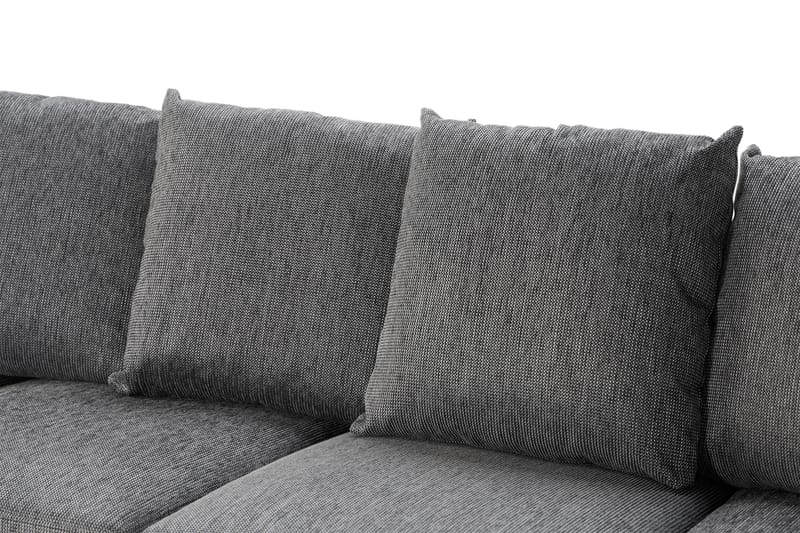Ocean 4-seters Høyrevendt U-formet Sofa med Divan og Sjeselong i Stoff/Kunstskinn - Grå / Svart - Møbler - Sofaer - Skinnsofaer
