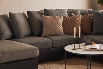 Ocean 4-seters Høyrevendt U-formet Sofa med Divan og Sjeselong i Stoff/Kunstskinn - Grå / Svart - Møbler - Sofaer - Skinnsofaer