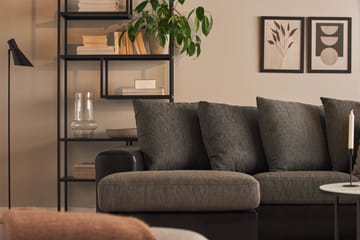Ocean 4-seters Høyrevendt U-formet Sofa med Divan og Sjeselong i Stoff/Kunstskinn - Grå / Svart - Møbler - Sofaer - Skinnsofaer