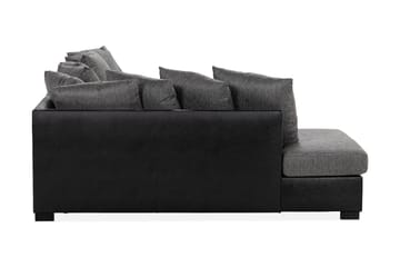 Ocean 4-seters Venstrevendt U-formet Sofa med Divan og Sjeselong i Kunstlær/Stoff - Grå / Svart - Møbler - Sofaer - Skinnsofaer