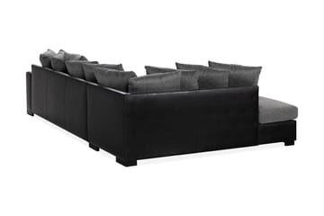 Ocean 4-seters Venstrevendt U-formet Sofa med Divan og Sjeselong i Kunstlær/Stoff - Grå / Svart - Møbler - Sofaer - Skinnsofaer