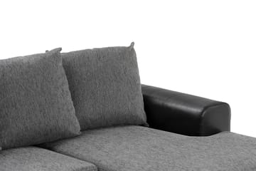 Ocean 4-seters Venstrevendt U-formet Sofa med Divan og Sjeselong i Kunstlær/Stoff - Grå / Svart - Møbler - Sofaer - Skinnsofaer