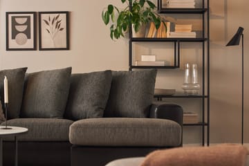 Ocean 4-seters Venstrevendt U-formet Sofa med Divan og Sjeselong i Kunstlær/Stoff - Grå / Svart - Møbler - Sofaer - Sofaer med sjeselong - 4 seters sofa med divan