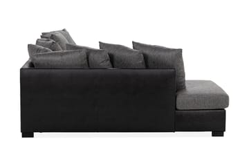 Ocean 4-seters Venstrevendt U-formet Sofa med Divan og Sjeselong i Kunstlær/Stoff - Grå / Svart - Møbler - Sofaer - Sofaer med sjeselong - 4 seters sofa med divan