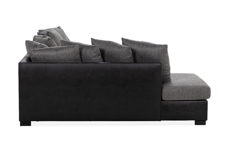 Ocean 4-seters Venstrevendt U-formet Sofa med Divan og Sjeselong i Kunstlær/Stoff - Grå / Svart - Møbler - Sofaer - Sofaer med sjeselong - 4 seters sofa med divan