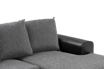 Ocean 4-seters Venstrevendt U-formet Sofa med Divan og Sjeselong i Kunstlær/Stoff - Grå / Svart - Møbler - Sofaer - Sofaer med sjeselong - 4 seters sofa med divan