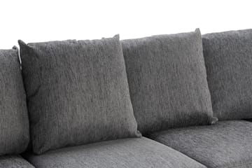 Ocean 4-seters Venstrevendt U-formet Sofa med Divan og Sjeselong i Kunstlær/Stoff - Grå / Svart - Møbler - Sofaer - Sofaer med sjeselong - 4 seters sofa med divan