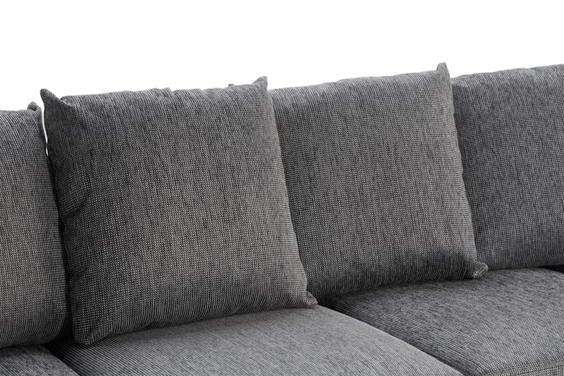 Ocean 4-seters Venstrevendt U-formet Sofa med Divan og Sjeselong i Kunstlær/Stoff - Grå / Svart - Møbler - Sofaer - Sofaer med sjeselong - 4 seters sofa med divan