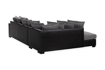 Ocean 4-seters Venstrevendt U-formet Sofa med Divan og Sjeselong i Kunstlær/Stoff - Grå / Svart - Møbler - Sofaer - Sofaer med sjeselong - 4 seters sofa med divan