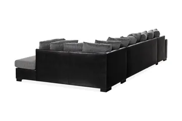 Ocean 5-seters Høyrevendt U-formet Large Sofa med Divan og Sjeselong i Kunstlær/Stoff - Grå / Svart - Møbler - Sofaer - U-sofa