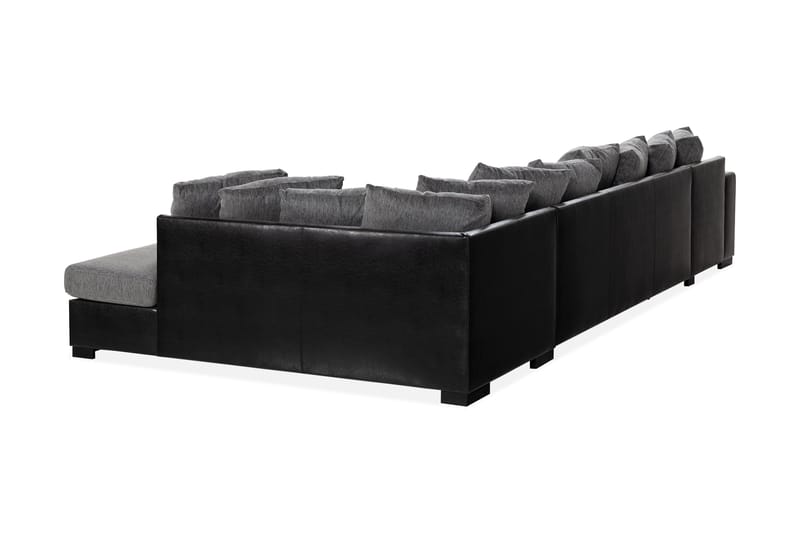Ocean 5-seters Høyrevendt U-formet Large Sofa med Divan og Sjeselong i Kunstlær/Stoff - Grå / Svart - Møbler - Sofaer - U-sofa