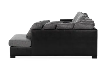 Ocean 5-seters Høyrevendt U-formet Large Sofa med Divan og Sjeselong i Kunstlær/Stoff - Grå / Svart - Møbler - Sofaer - U-sofa