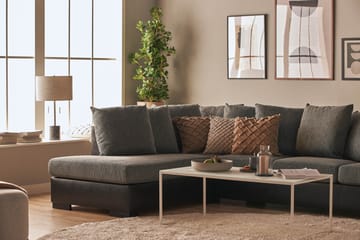 Ocean 5-seters Venstrevendt U-formet Large Sofa med Divan og Sjeselong i Kunstlær/Stoff - Grå / Svart - Møbler - Sofaer - Skinnsofaer