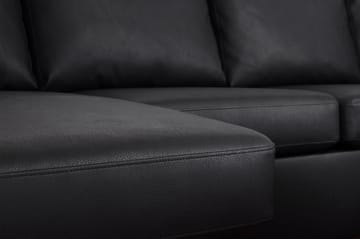 Porto 4-seters U-formet Sofa med Divan og Sjeselong i Kunstskinn - Svart - Møbler - Sofaer - Skinnsofaer
