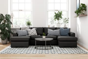 Porto 4-seters U-formet Sofa med Divan og Sjeselong i Kunstskinn - Svart - Møbler - Sofaer - Skinnsofaer