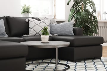 Porto 4-seters Venstrevendt U-formet Sofa med Divan og Sjeselong + Fotskammel i Kunstlær - Svart - Møbler - Sofaer - Skinnsofaer