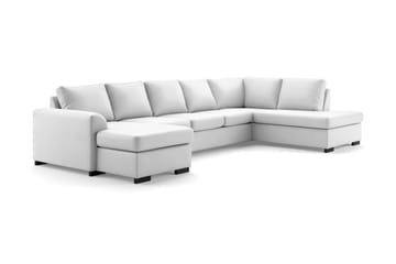Porto 5-seters Høyrevendt U-formet Large Sofa med Divan og Sjeselong i Kunstskinn - Hvit - Møbler - Sofaer - Skinnsofaer