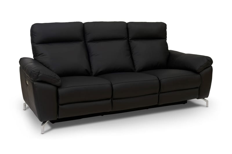 Reclinersofa Ciela 3-seter Lær/PVC - Svart|Sølv - Reclinersofaer - Skinnsofaer - 3 seters kinosofa & reclinersofa