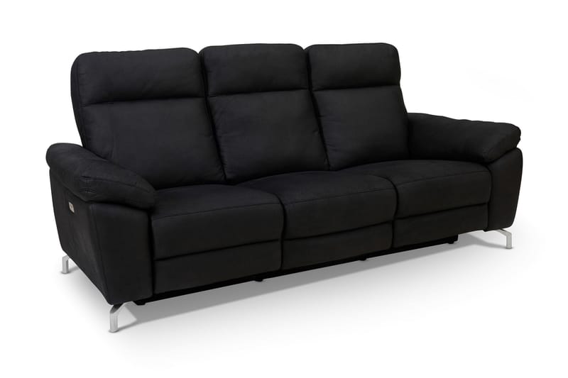 Reclinersofa Ciela 3-seter - Svart|Sølv - Reclinersofaer - Skinnsofaer - 3 seters kinosofa & reclinersofa