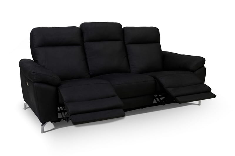 Reclinersofa Ciela 3-seter - Svart|Sølv - Reclinersofaer - Skinnsofaer - 3 seters kinosofa & reclinersofa