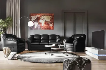 Salvador 3-seter Sofa Kunstlær - Svart/Kunstlær - Møbler - Sofaer - Skinnsofaer