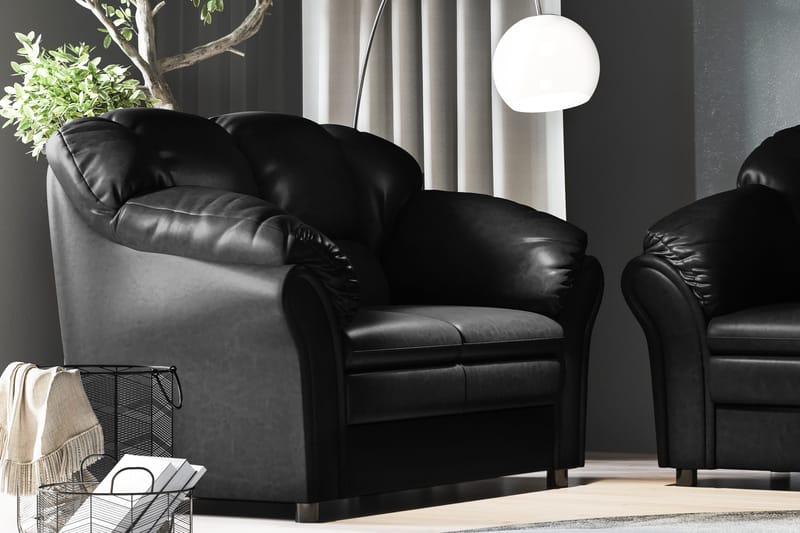 Salvador 3-seter Sofa Kunstlær - Svart/Kunstlær - Møbler - Sofaer - Skinnsofaer