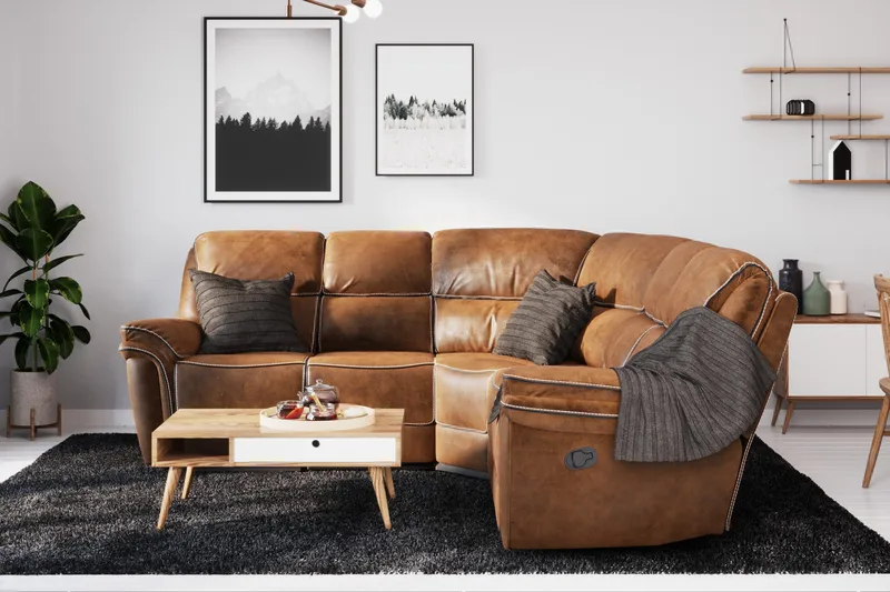 Saranda Hjørnesofa - Brun - Møbler - Sofaer - Reclinersofaer