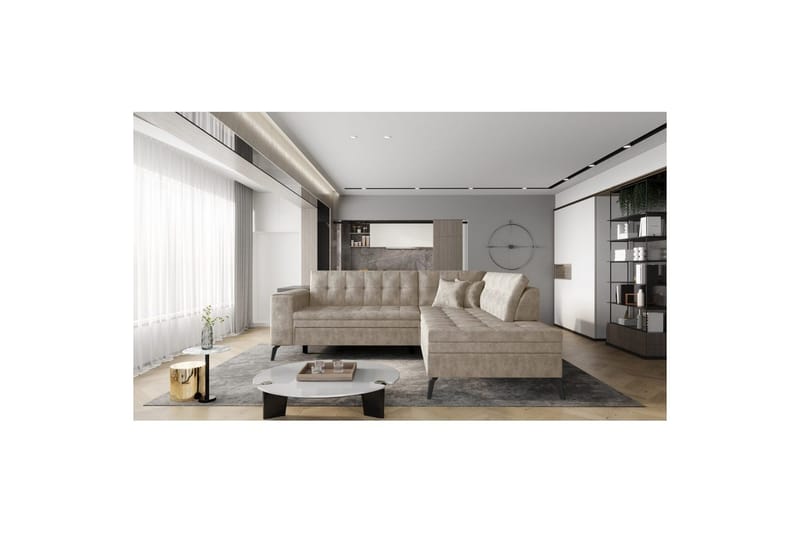 Seksjon Eltap Lanvin 260x210x93 cm, Leve 18, Beige, Høyre