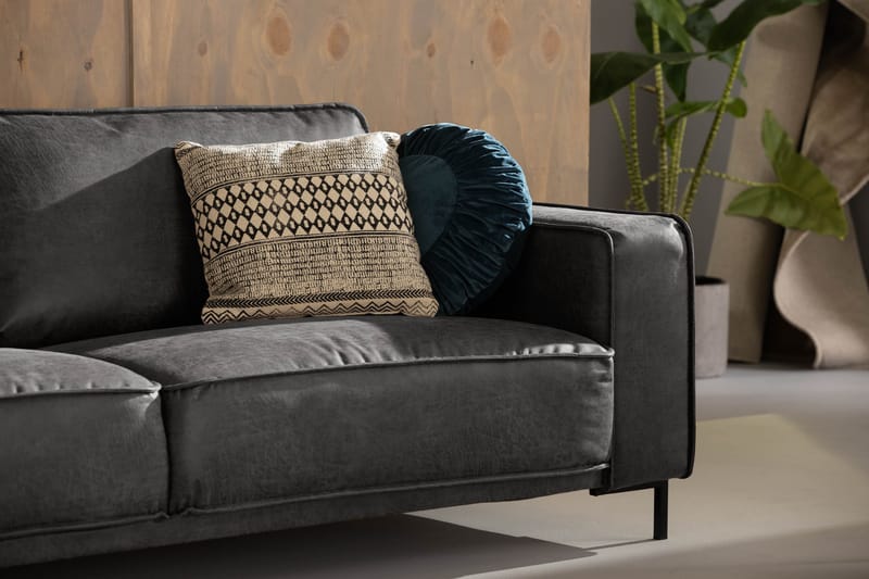 Sofa Minou 2,5-seter Bonded Leather - Mørkgrå - Skinnsofaer - 2 seter sofa