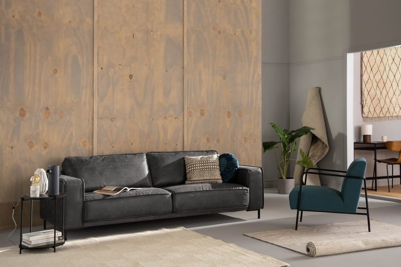 Sofa Minou 2,5-seter Bonded Leather - Mørkgrå - Skinnsofaer - 2 seter sofa