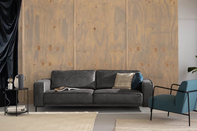 Sofa Minou 2,5-seter Bonded Leather - Mørkgrå - Skinnsofaer - 2 seter sofa