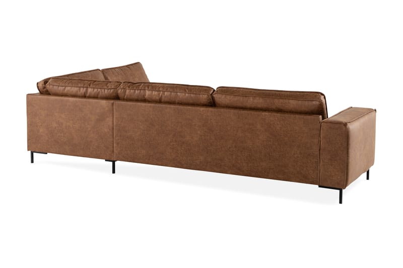 Sofa Minou 2,5-seter med Sjeselong Høyre Bonded Leather - Brun - 2 seters sofa med divan - Skinnsofaer - Sofaer med sjeselong