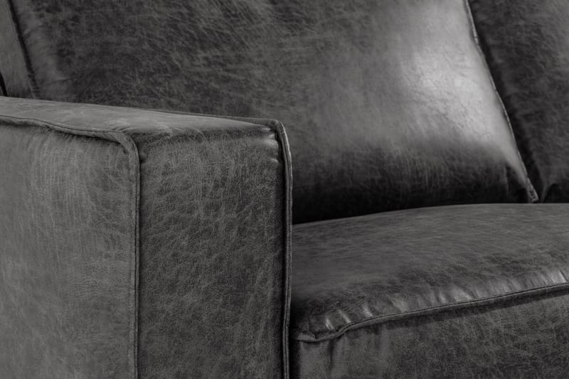 Sofa Minou 2,5-seter med Sjeselong Høyre Bonded Leather - Mørkgrå - 2 seters sofa med divan - Skinnsofaer - Sofaer med sjeselong