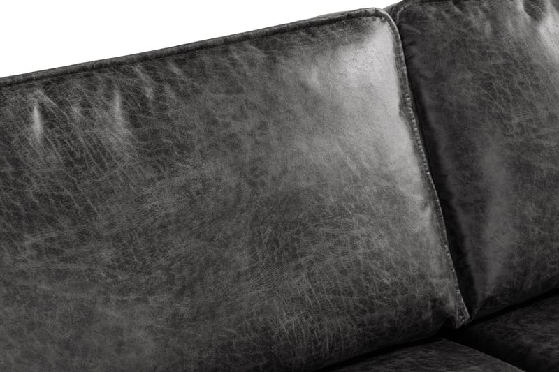 Sofa Minou 2,5-seter med Sjeselong Venstre Bonded Leather - Mørkgrå - 2 seters sofa med divan - Skinnsofaer - Sofaer med sjeselong