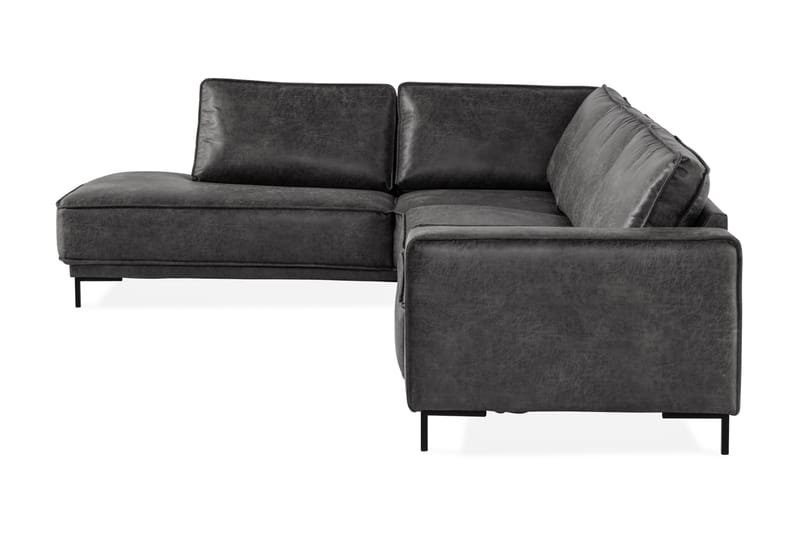 Sofa Minou 2,5-seter med Sjeselong Venstre Bonded Leather - Mørkgrå - 2 seters sofa med divan - Skinnsofaer - Sofaer med sjeselong