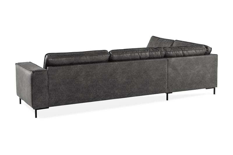 Sofa Minou 2,5-seter med Sjeselong Venstre Bonded Leather - Mørkgrå - 2 seters sofa med divan - Skinnsofaer - Sofaer med sjeselong