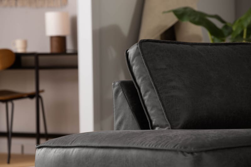 Sofa Minou 2,5-seter med Sjeselong Venstre Bonded Leather - Mørkgrå - 2 seters sofa med divan - Skinnsofaer - Sofaer med sjeselong