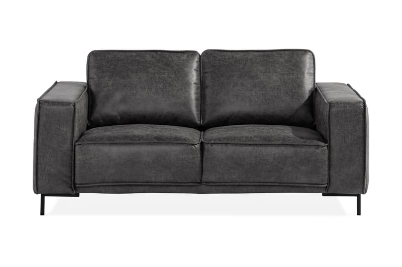 Sofa Minou 2-seter Bonded Leather - Mørkgrå - Skinnsofaer - 2 seter sofa