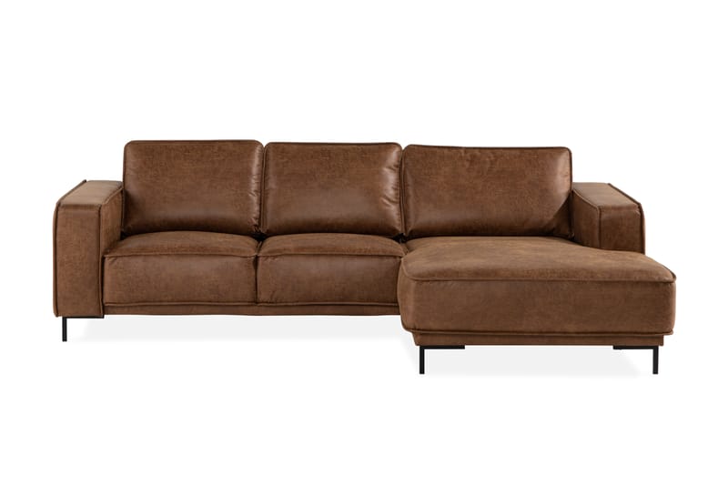 Sofa Minou 2-seter med Divan Høyre Bonded Leather - Brun - 2 seters sofa med divan - Skinnsofaer - Sofaer med sjeselong