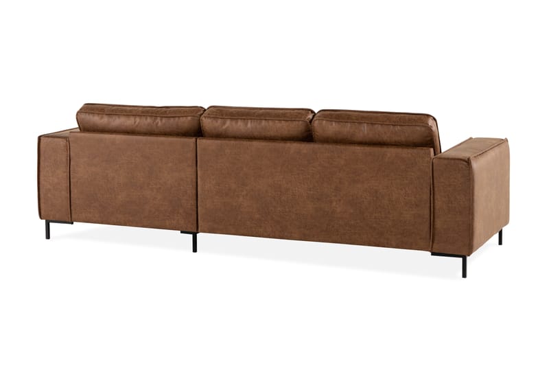 Sofa Minou 2-seter med Divan Høyre Bonded Leather - Brun - 2 seters sofa med divan - Skinnsofaer - Sofaer med sjeselong