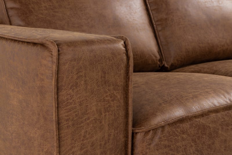 Sofa Minou 2-seter med Divan Høyre Bonded Leather - Brun - 2 seters sofa med divan - Skinnsofaer - Sofaer med sjeselong