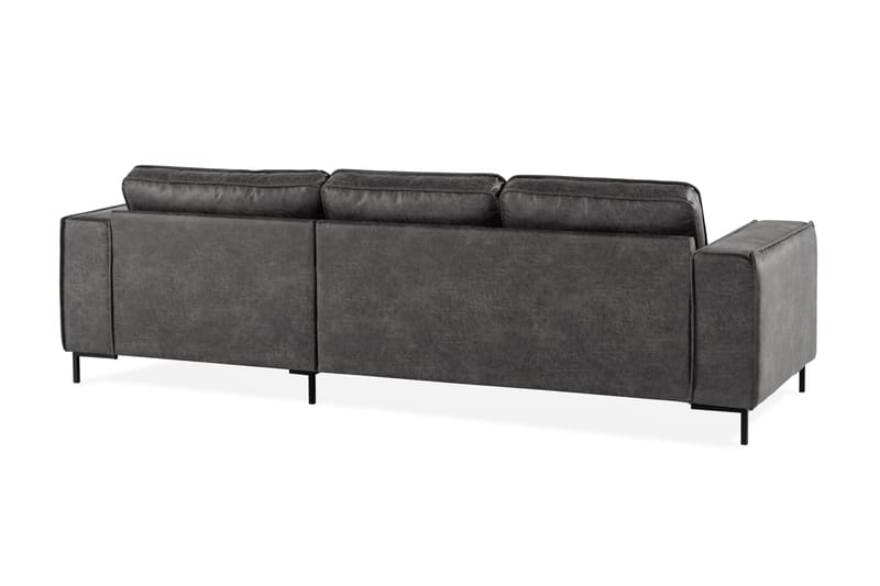 Sofa Minou 2-seter med Divan Høyre Bonded Leather - Mørkgrå - 2 seters sofa med divan - Skinnsofaer - Sofaer med sjeselong