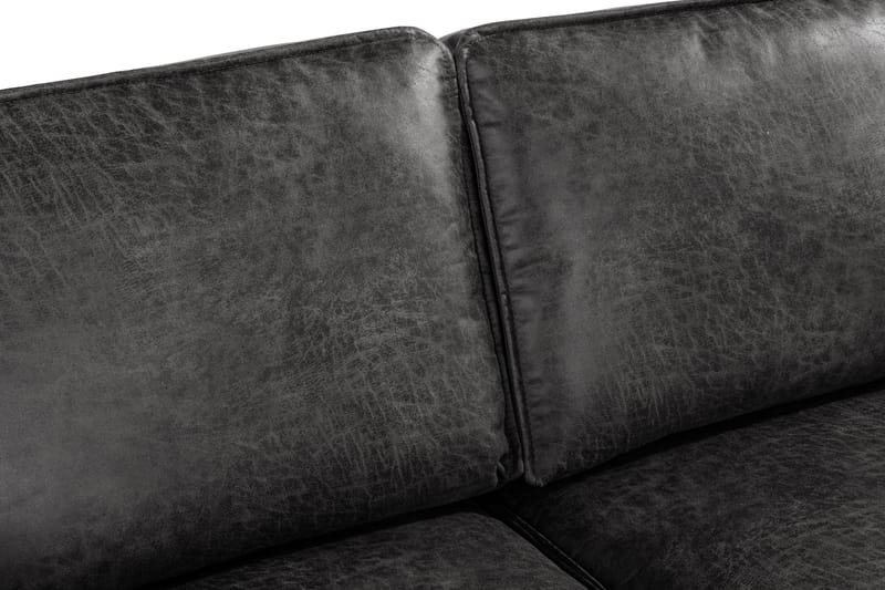 Sofa Minou 2-seter med Divan Høyre Bonded Leather - Mørkgrå - 2 seters sofa med divan - Skinnsofaer - Sofaer med sjeselong