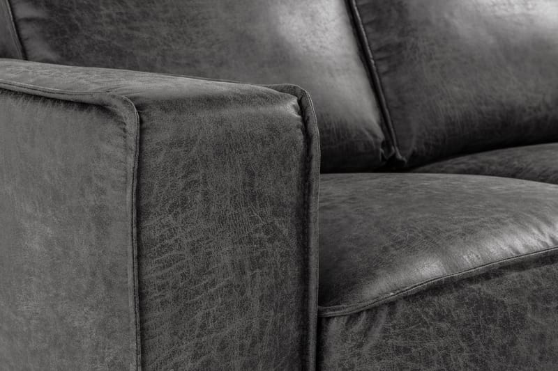 Sofa Minou 2-seter med Divan Høyre Bonded Leather - Mørkgrå - 2 seters sofa med divan - Skinnsofaer - Sofaer med sjeselong