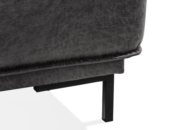 Sofa Minou 2-seter med Divan Høyre Bonded Leather - Mørkgrå - 2 seters sofa med divan - Skinnsofaer - Sofaer med sjeselong