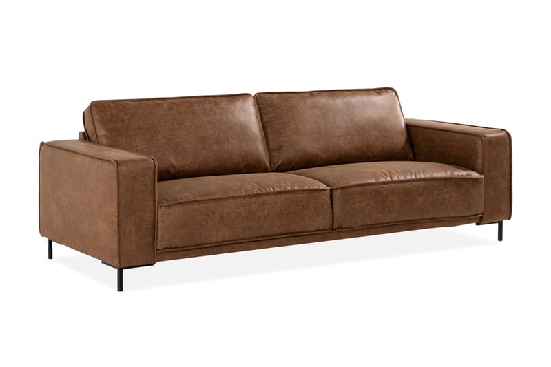 Sofa Minou 3-seter Bonded Leather - Brun - 3 seter sofa - Skinnsofaer
