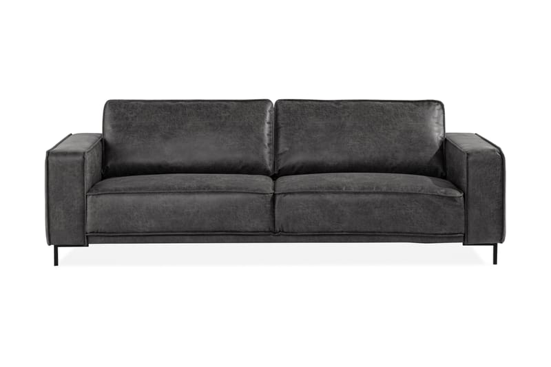 Sofa Minou 3-seter Bonded Leather - Mørkgrå - Skinnsofaer - 3 seter sofa