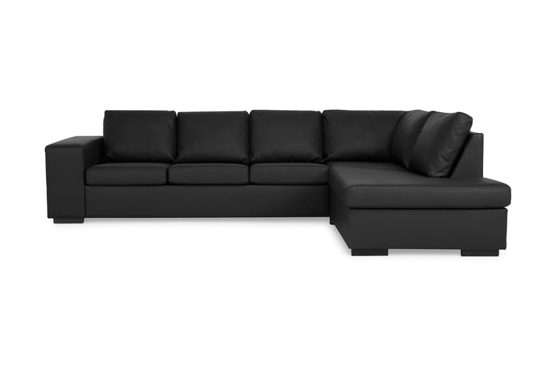 Sofa Sit Down 3-seter med Sjeselong Høyre Kunstlær - Svart - Skinnsofaer - 3 seters sofa med divan - Sofaer med sjeselong