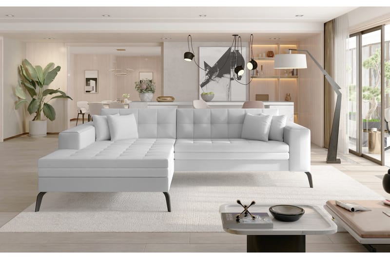 Solangis Divansofa Venstre - Lær/Hvit - Møbler - Sofaer - Sofaer med sjeselong