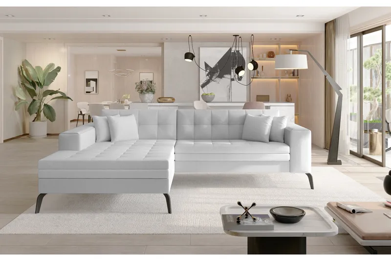 Solangis Divansofa Venstre - Lær/Hvit - Møbler - Sofaer - Skinnsofaer